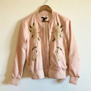 Spring Floral Embroidered Bomber Jacket